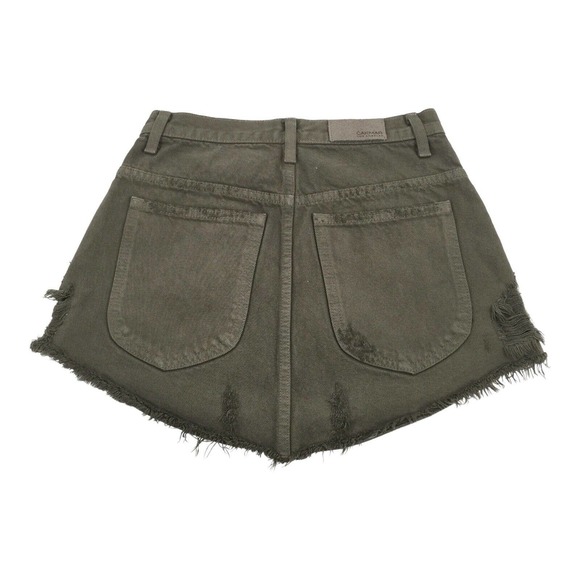 Carmar Denim Beatrice Zip Front Skirt Size 26 Olive Green Distressed Mini S - Picture 3 of 8